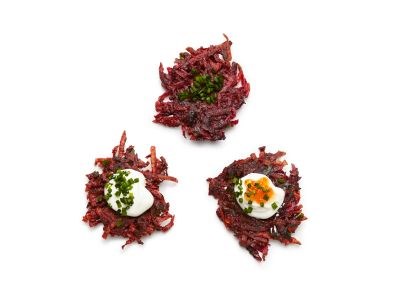 Beet-and-potato latkes