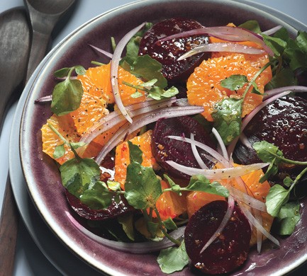 Beet and tangerine salad with cranberry dressing