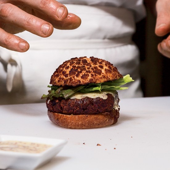 Beet-bean cheeseburger