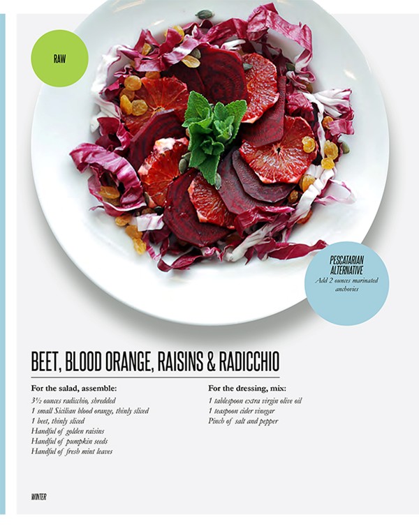 Beet, blood orange, raisins and radicchio