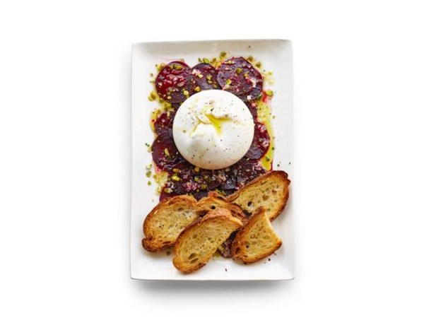 Beet carpaccio with burrata