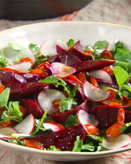 Beet, carrot, and watercress salad