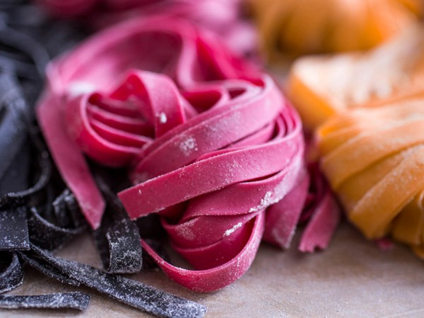 Beet-colored fresh pasta