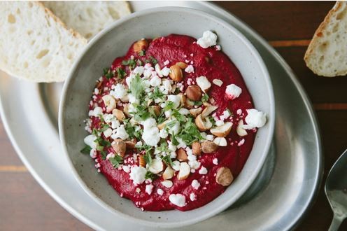 Beet dip with hazelnuts & goat cheese