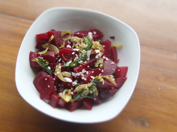 Beet foogath (beet coconut stir-fry)