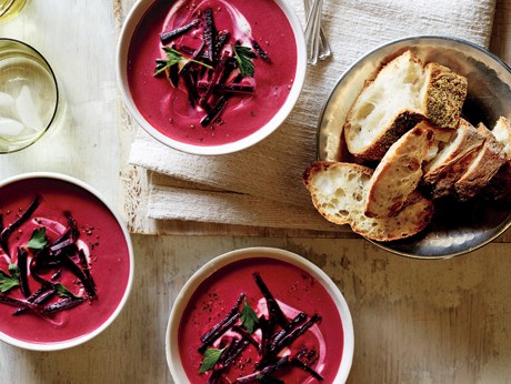 Beet, ginger, and coconut milk soup