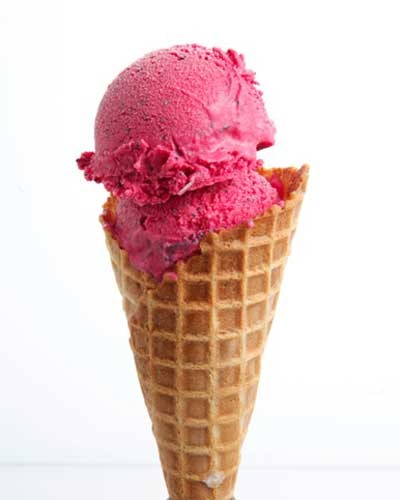 Beet ice cream with mascarpone, orange zest, and poppy seeds