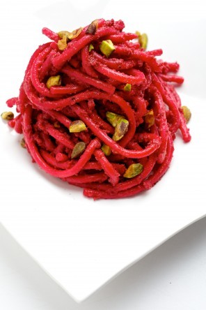 Beet pesto pasta