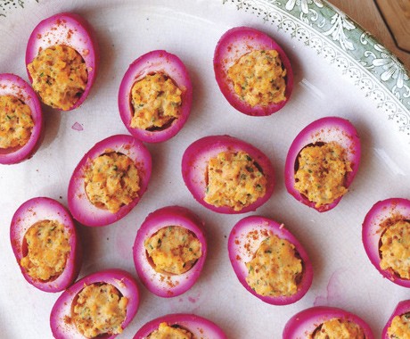 Beet-pickled deviled eggs