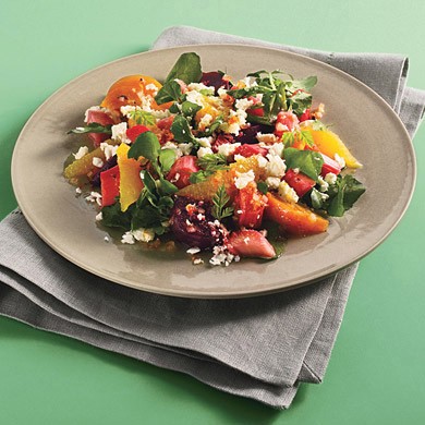 Beet, rhubarb, and orange salad