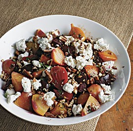Beet salad with oregano, pecans, and goat cheese