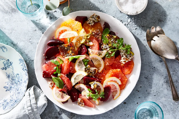  Beet salad with smashed sesame brittle