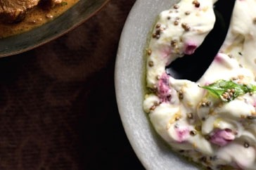 Beetroot & curry-leaf raita