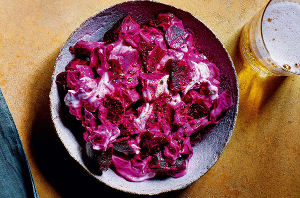 Beetroot & yogurt pachadi dip