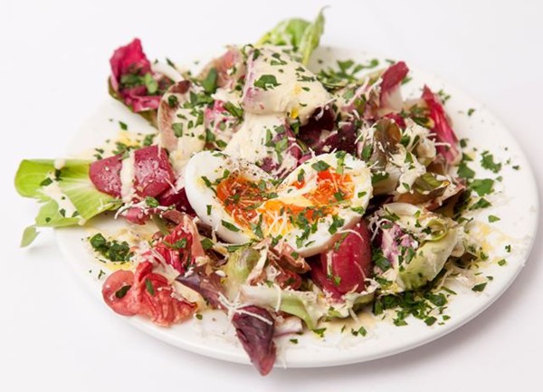 Beetroot and a soft boiled egg
