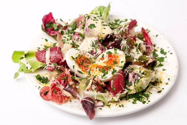Beetroot and a soft-boiled egg
