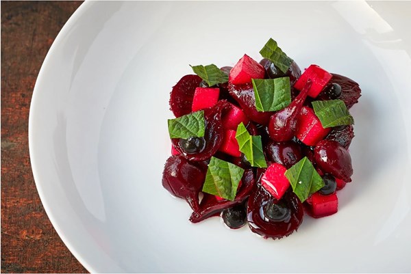 Beetroot and apple with black garlic ketchup [Tom Angelsea]