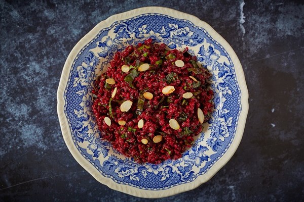  Beetroot and beet tops pearl barley pilaf
