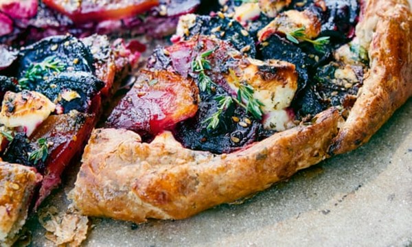 Beetroot and feta galette with za'atar and honey