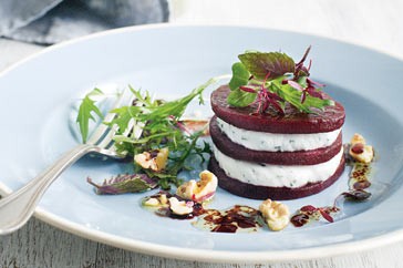 Beetroot and goat's cheese stacks