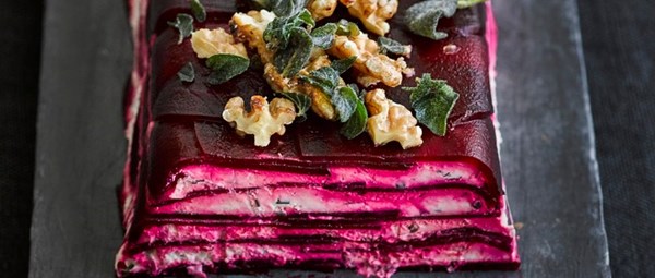 Beetroot and goat's cheese terrine
