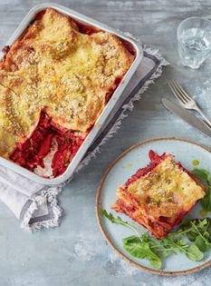 Beetroot and lentil lasagne