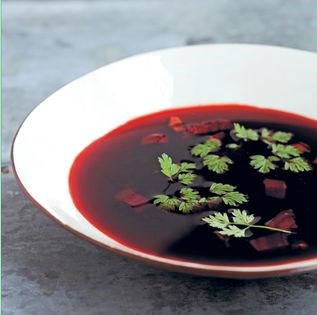 Beetroot and porcini broth