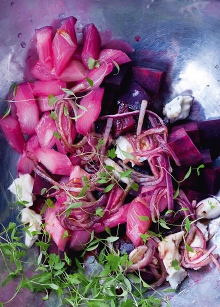 Beetroot and rhubarb salad