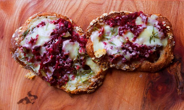 Beetroot, Caerphilly and rosemary rarebit