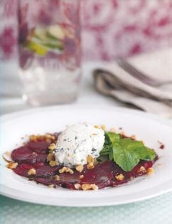 Beetroot carpaccio with herbed ricotta