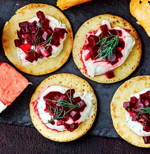 Beetroot 'caviar' blinis