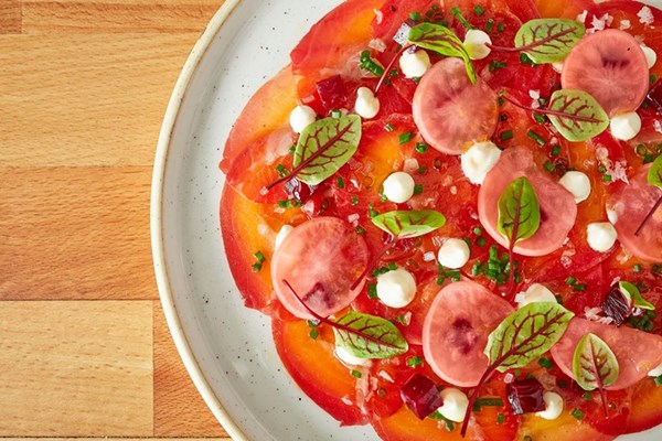 Beetroot-cured Cotswold trout carpaccio