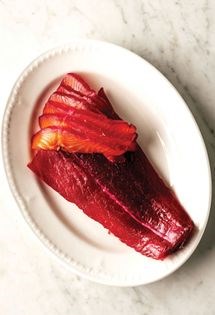Beetroot-cured salmon