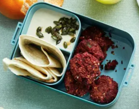 Beetroot falafel(ish) and whipped tahini wraps