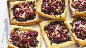 Beetroot, feta & walnut tarts