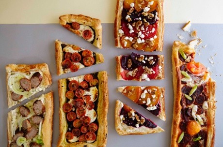 Beetroot, feta, walnut tart