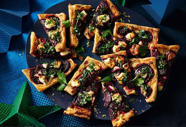 Beetroot, goat's cheese & thyme pastries