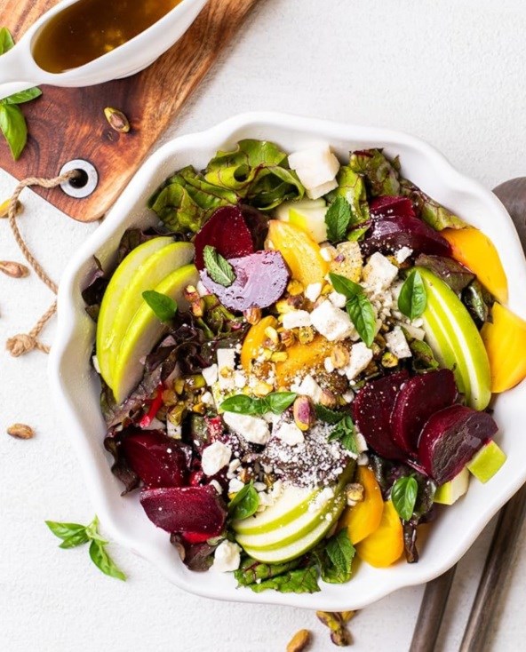 Beetroot, jicama, and feta salad