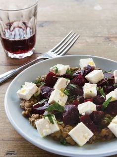 Beetroot, lentil and feta salad
