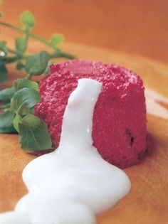 Beetroot mousse with orange and fennel scented yoghurt