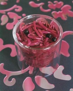 Beetroot-pickled beansprouts