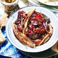 Beetroot, plum and chilli salad