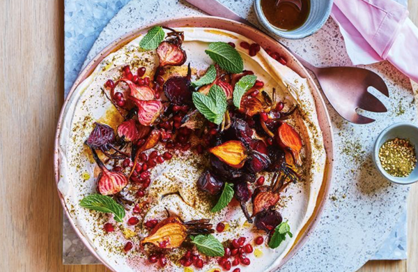 Beetroot, pomegranate and labneh salad