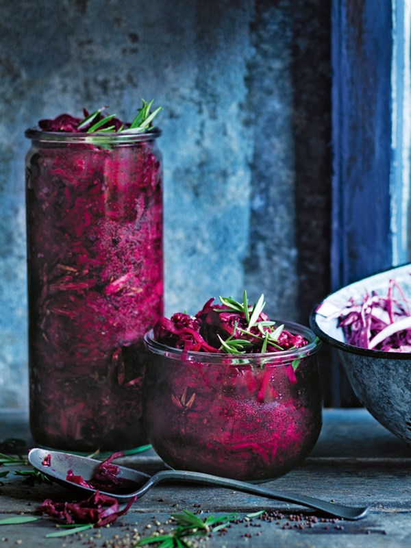 Beetroot, red cabbage and caraway sauerkraut