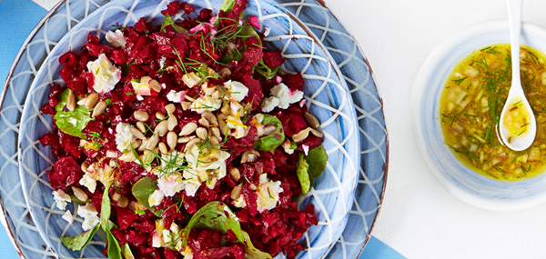 Beetroot rice with feta