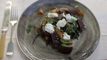 Beetroot salad with buffalo curd cheese