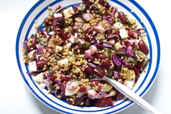Beetroot salad with freekeh whole grains