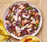 Beetroot salad with pickled stalks