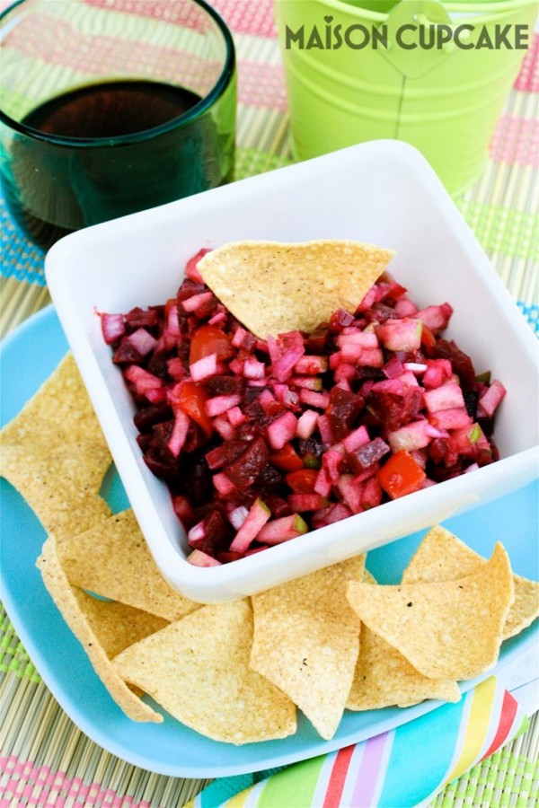 Beetroot salsa with Bramley apples