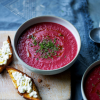 Beetroot soup and cheese toasts
